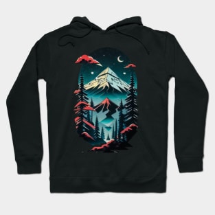 Celestial Dreamscape: Mountains under the Night Sky Hoodie